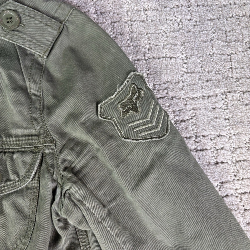 Fox Racing Jacket Military Style Zip & Button Army Green Logo Women's Size Small - Picture 4 of 12